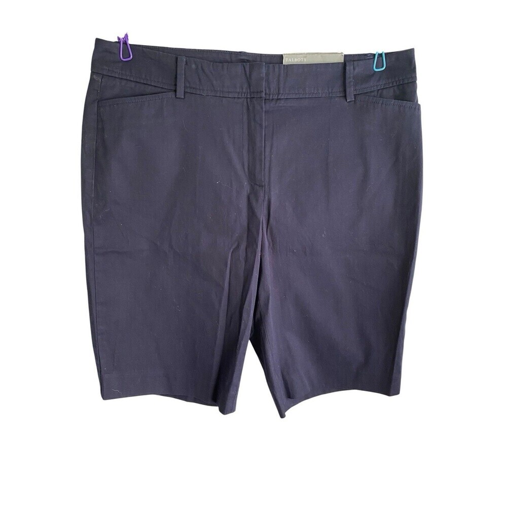 Talbots Perfect Shorts 10.5” Womens Size 10 Navy Blue Chino Stretch NEW